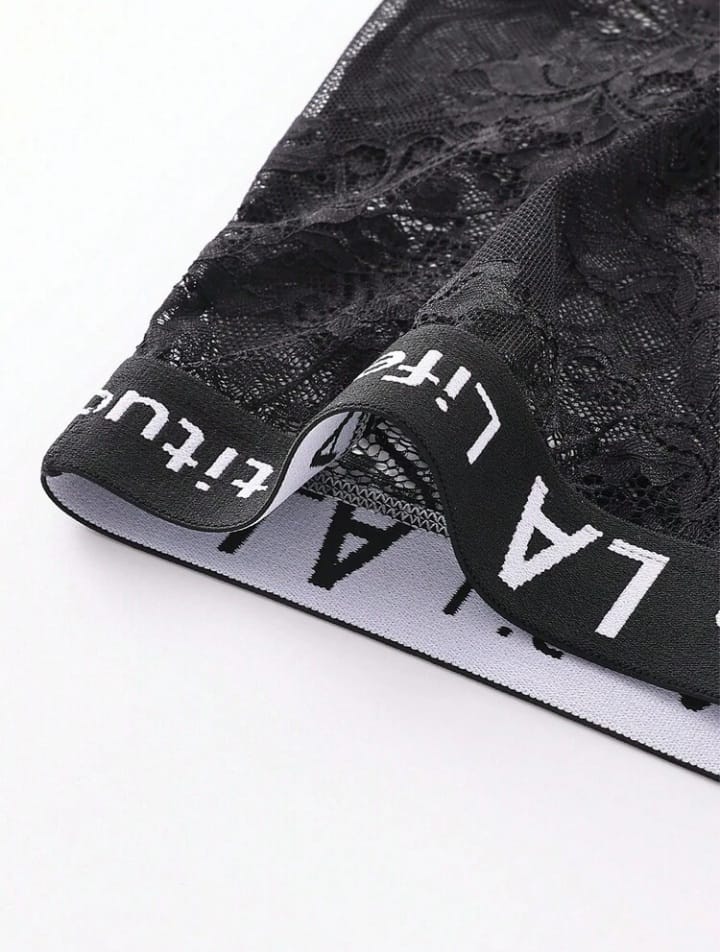 Men's Sexy Lace Trunk  With Letter Waistband